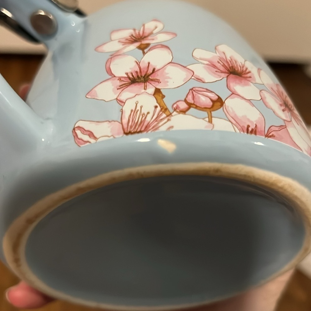 Alfred Ceramic and Stainless Steel Teapot 20 oz Blue Pink Floral Cherry Blossom - Picture 10 of 10